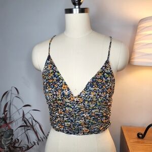 Urban Outfitters Crop Top Blue Floral Size Small
